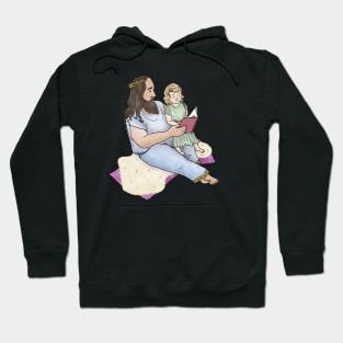 Father and Daughter in Ancient Greek costume reading a book together - by Greek Myth Comix Hoodie